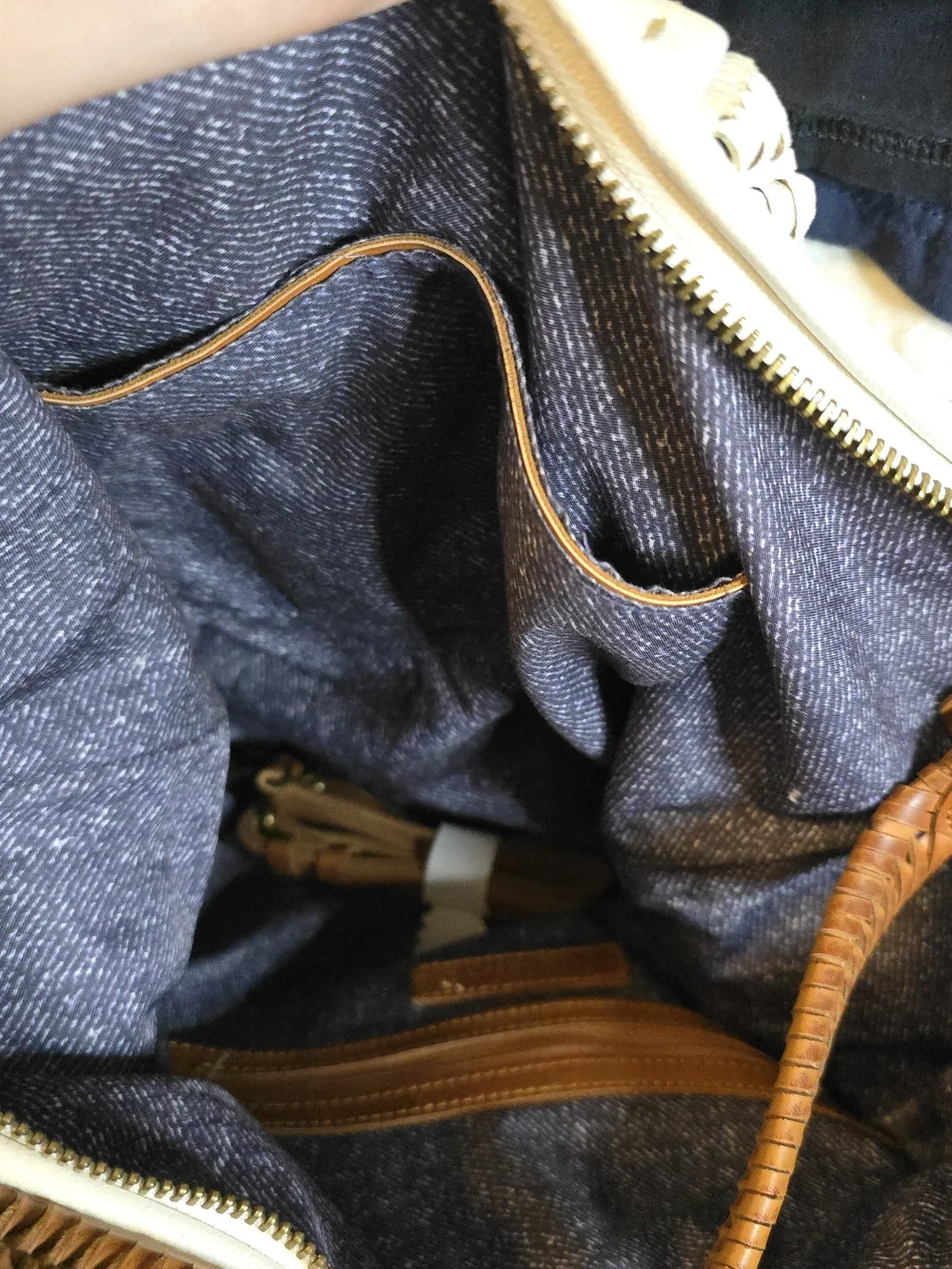 Free People Large Cream Vegan Leather Shoulder Bag with Crossbody Strap